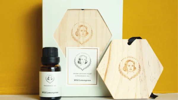 Wooden Hexagon aroma Tag with Essential Oil